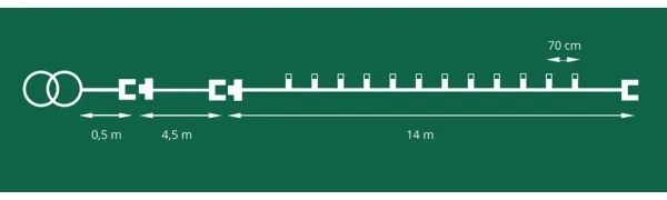 LED Vonkajšia vianočná reťaz CONE FILAMENT 20xE10 19m číra/teplá biela IP44