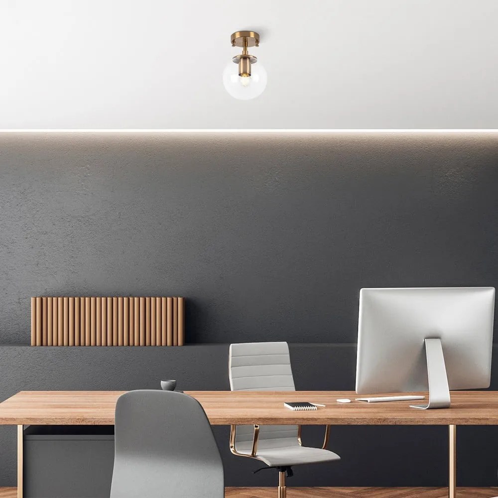 Stropné svietidlo v mosadznej farbe so skleneným tienidlom ø 15 cm Atmaca – Opviq lights