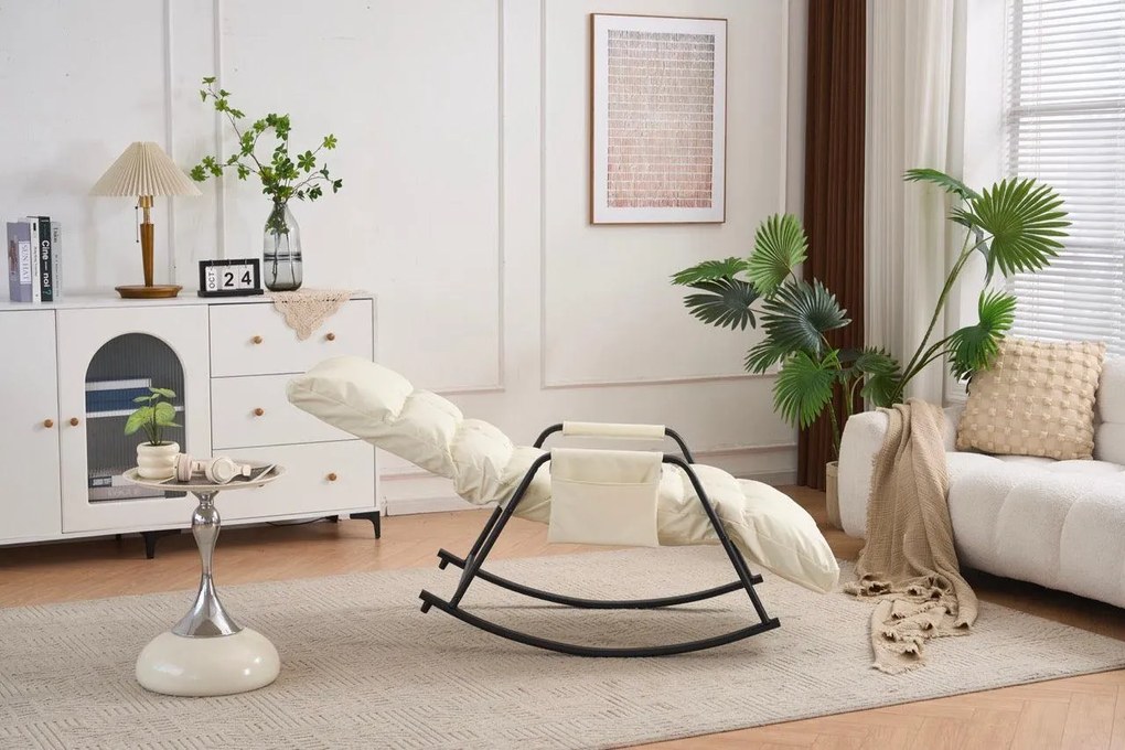 Hojdacie kreslo s 5-stupňovým nastavením, polstrovaná, biela