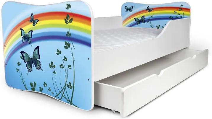 MAXMAX Detská posteľ so zásuvkou MOTÝLCI + matrac ZADARMO