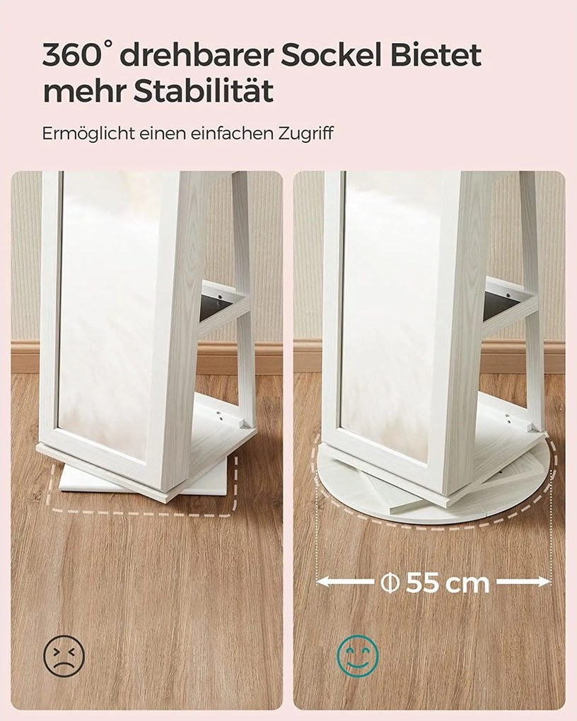 Šperkovnica, otočná o 360°, s odkladacou policou, biela