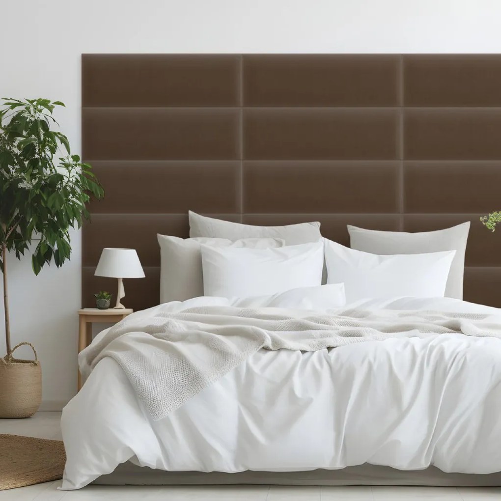 Zamatový čalúnený panel - Obdĺžnik - 80x20cm Farba: Hnedá