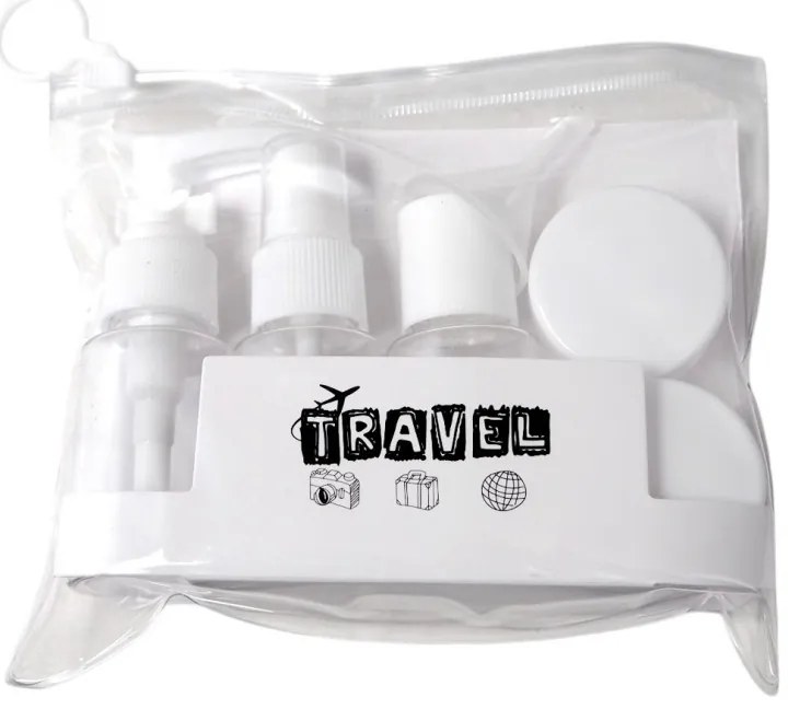 Cestovná sada fľaštičiek na kozmetiku 7 v 1 TRAVEL - viac farieb Farba: Biela