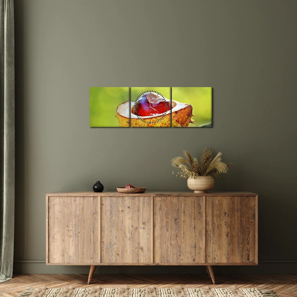 Obraz gaštanov (s hodinami) (90x30 cm)