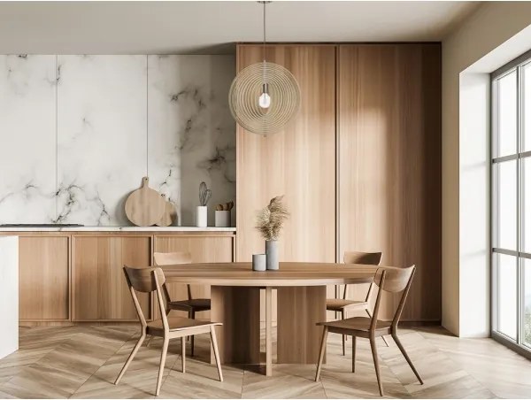 Drevený luster na lane 1xE27/60W/230V pr. 43,5 cm masív/dyha/buk/kaučukovník