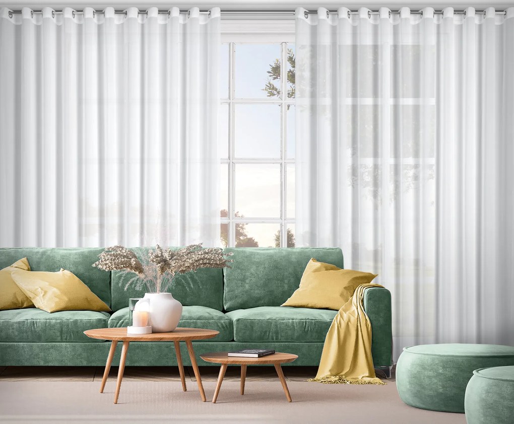ZÁCLONA NA KRÚŽKOCH DEBRA 300X140 CM BIELA