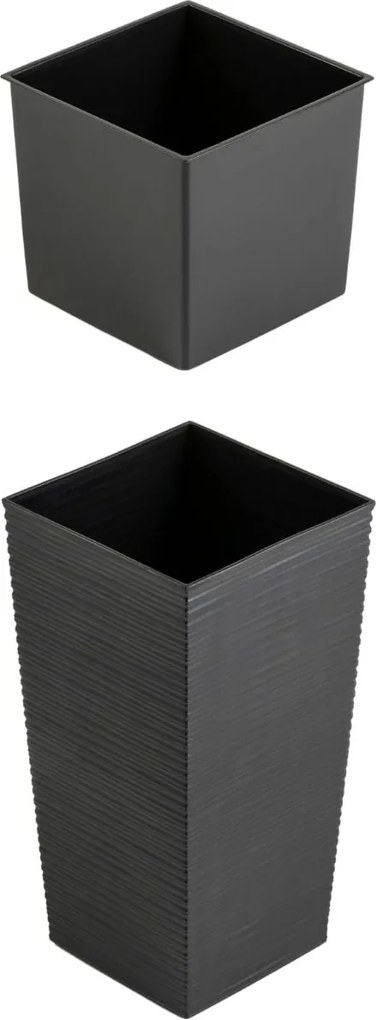 PLASTOVÝ KVETINÁČ PORTO RIFLO 46X25X25 CM ČIERNA