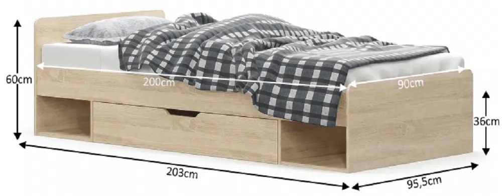 Jednolôžková posteľ 90 cm Thornham 1S/90 (s úl. priestorom). Vlastná spoľahlivá doprava až k Vám domov. 808517