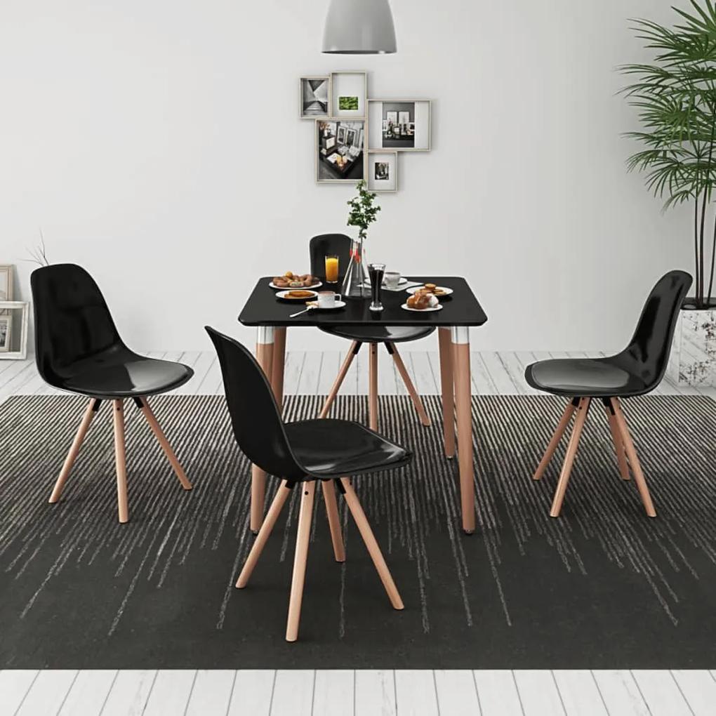 vidaXL 5-dielna jedálenská súprava stola a stoličiek, čierna