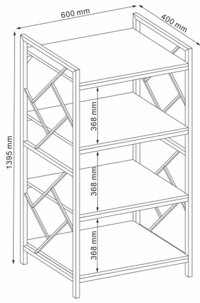 Regál Tablo 04 140 cm dub prírodný/čierny