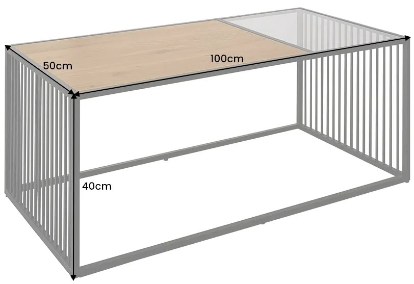 Dizajnový konferenčný stolík Haines 100 cm vzor divý dub