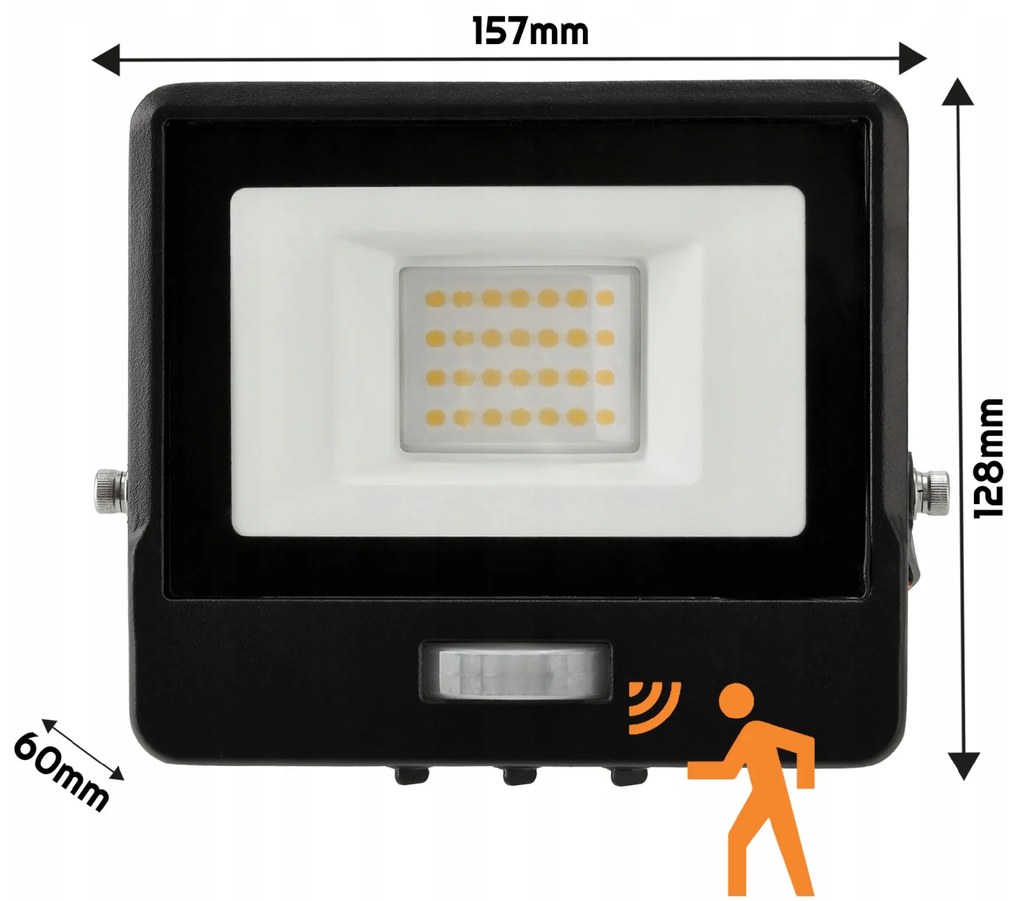 BERGE LED reflektor MASTER - 20W - IP65 - PIR - neutrálna biela