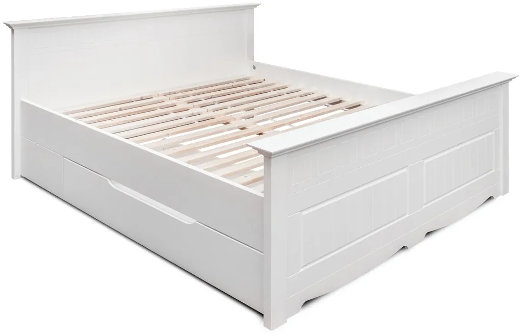 PROXIMA.store - Masívna rustikálna posteľ + zásuvka - BELLUNO ELEGANTE ROZMER: pre matrac 180 x 200 cm, FARBA: biela