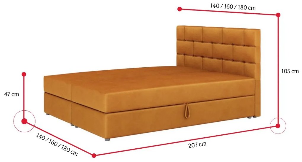 Čalúnená posteľ boxspring BETANIA, 140x200, itaka 15