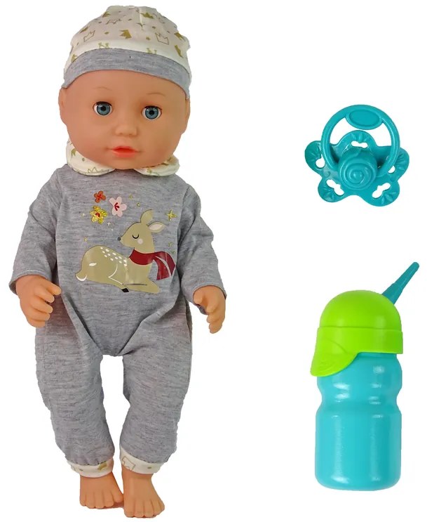 Lean Toys Interaktívna bábika v sivom pyžamku - doplnky