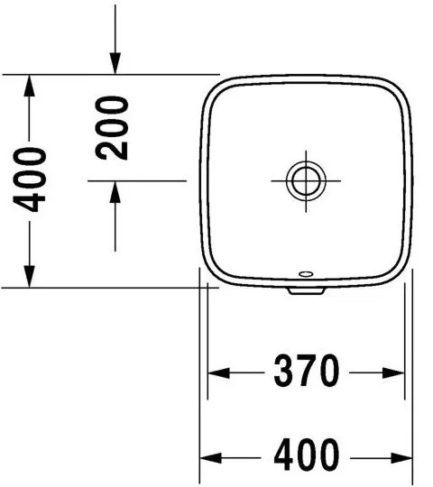 DURAVIT DuraStyle zápustné umývadlo bez otvoru, bez prepadu, 370 mm x 370 mm, s povrchom WonderGliss, 03733700001