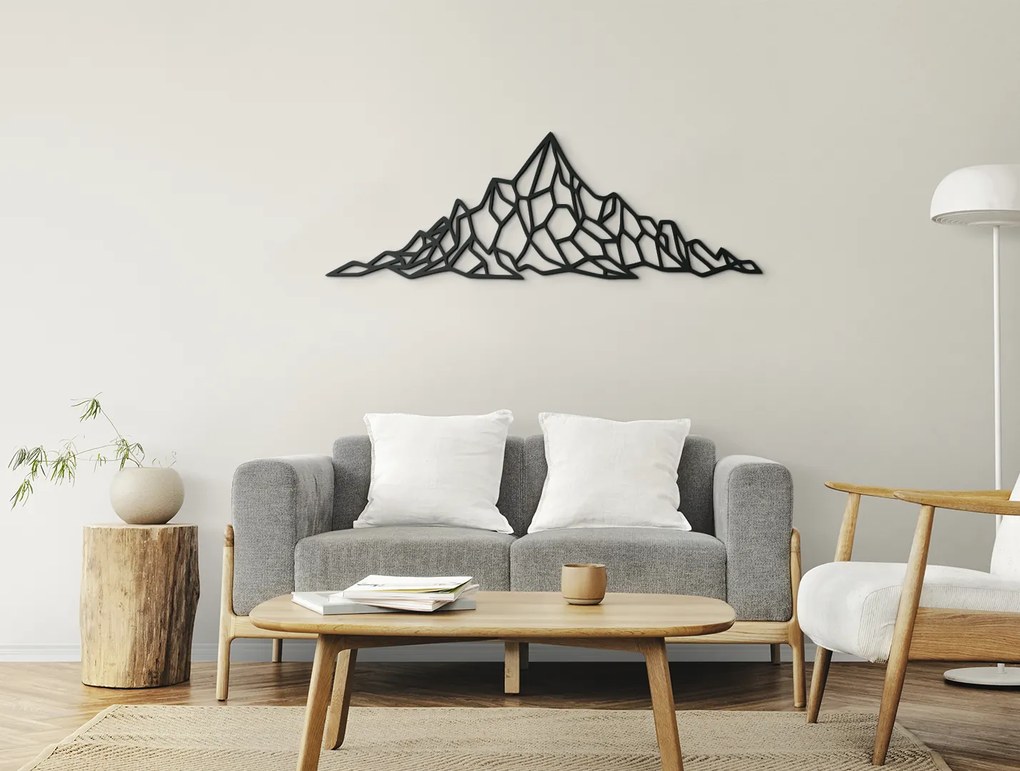 drevko Polygonálny obraz na stenu Panoráma Hôr Rozmer obrazu: 15 x 44,5 cm, Farba dekorácie: Čierna