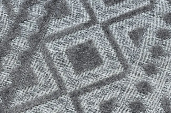 Koberec SOLE D3852 Boho, romby - ploské tkanie sivý