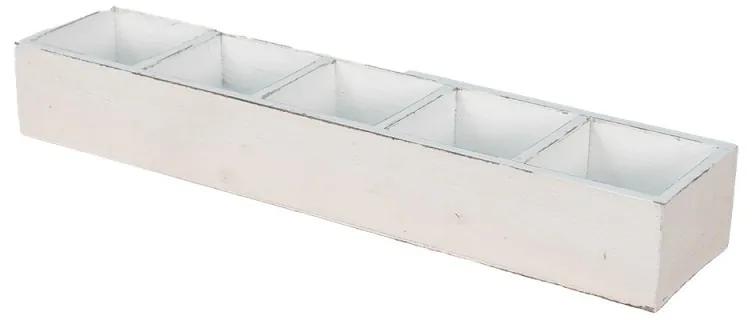 Biely antik drevený dekoratívny box s 5timi priehradkami Silen - 54*12*7 cm