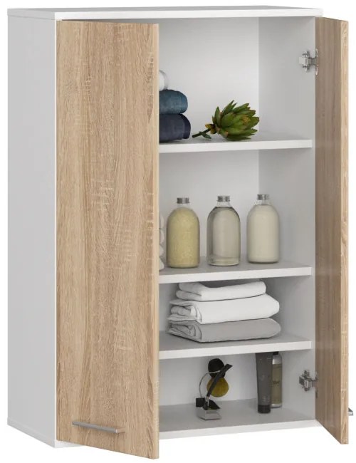 Kúpeľňová skrinka FIN H934 W64 2D biela / dub sonoma