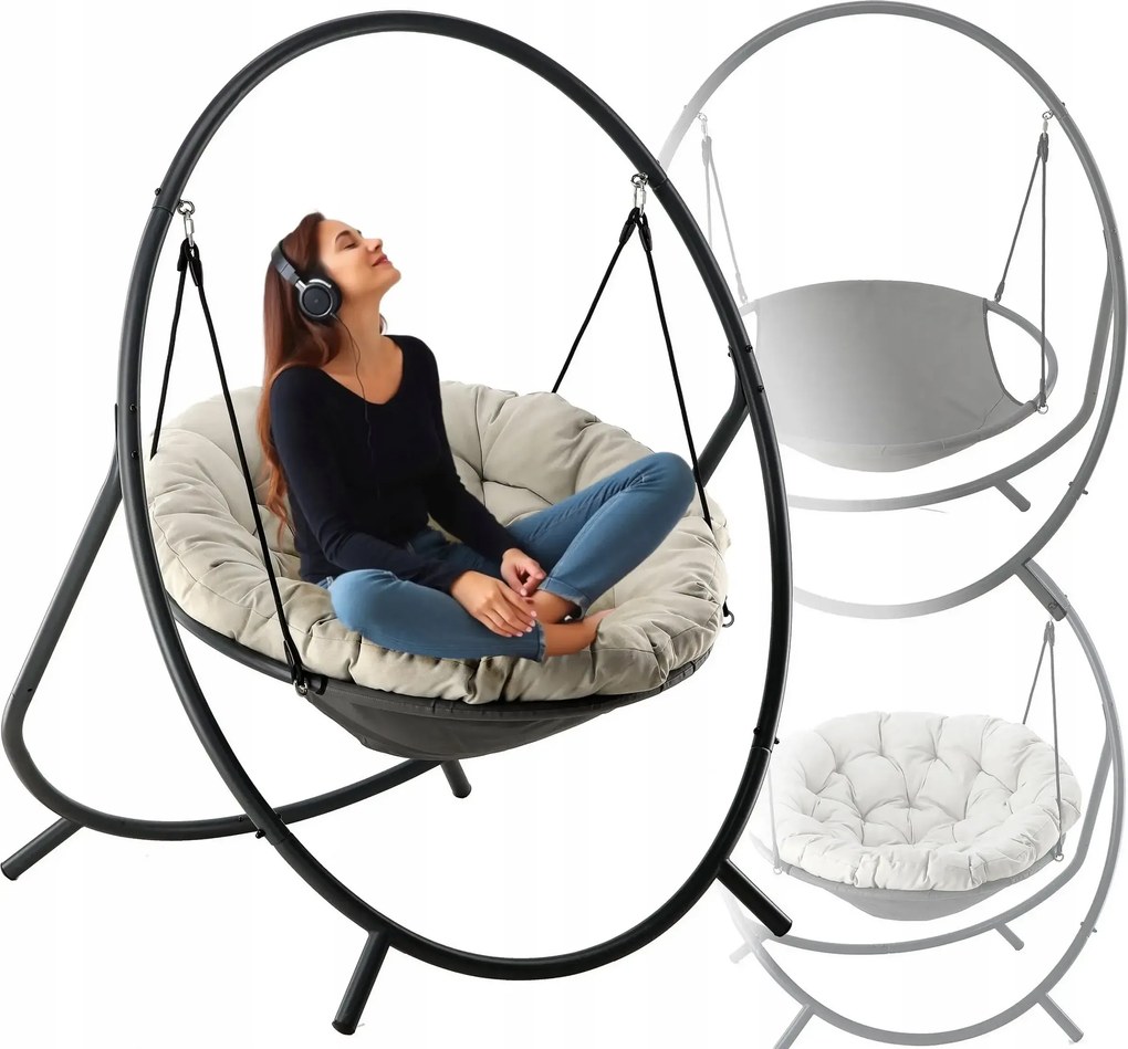 Závesné hojdacie kreslo RAMINA sivé