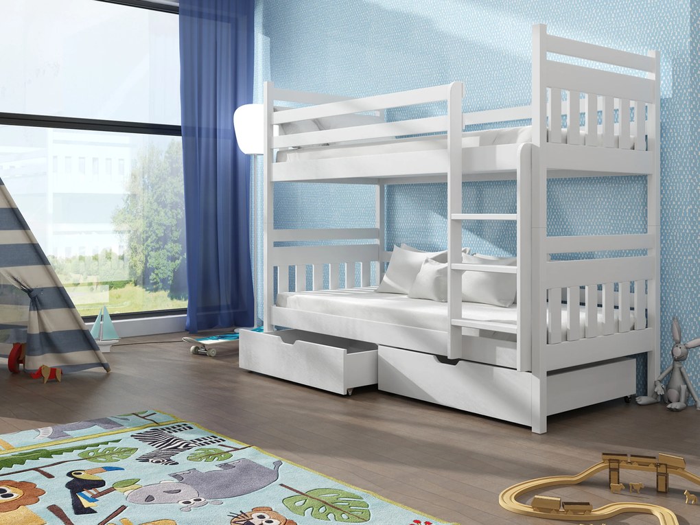 Detská posteľ 80 x 180 cm ARAS (s roštom a úl. priestorom) (biela). Akcia -19%. Vlastná spoľahlivá doprava až k Vám domov. 1013333
