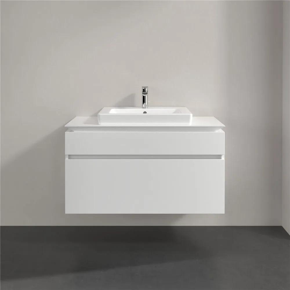 VILLEROY &amp; BOCH Legato závesná skrinka pod umývadlo (umývadlo v strede), 2 zásuvky, 1000 x 500 x 550 mm, Glossy White, B68100DH