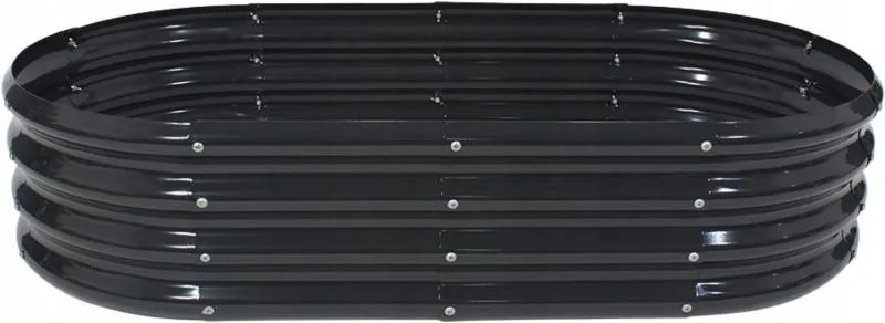Oválny plechový vyvýšený záhon v antracitovej farbe 120 x 60 x 30 cm