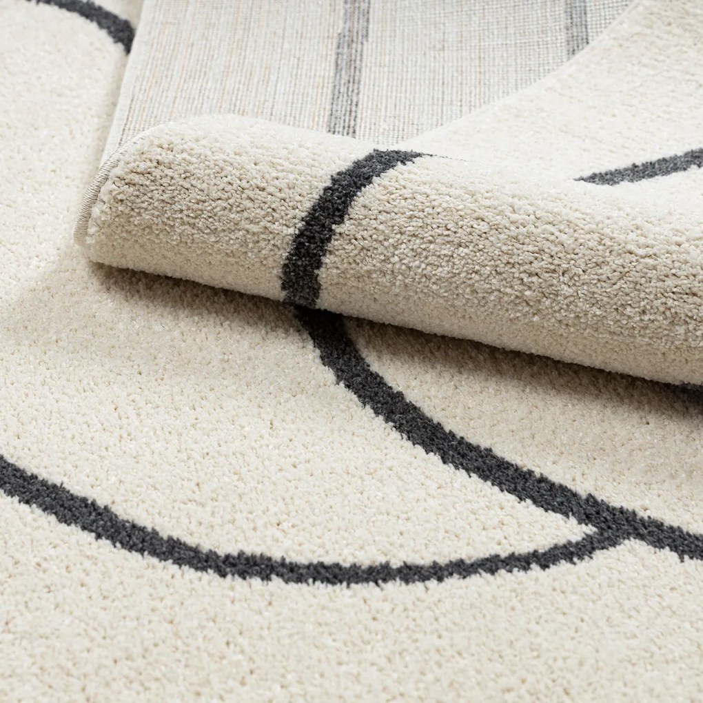 Dywany Łuszczów, Kusový koberec Fusion 8297 cream/dark grey, 140x190, biela, kancelária