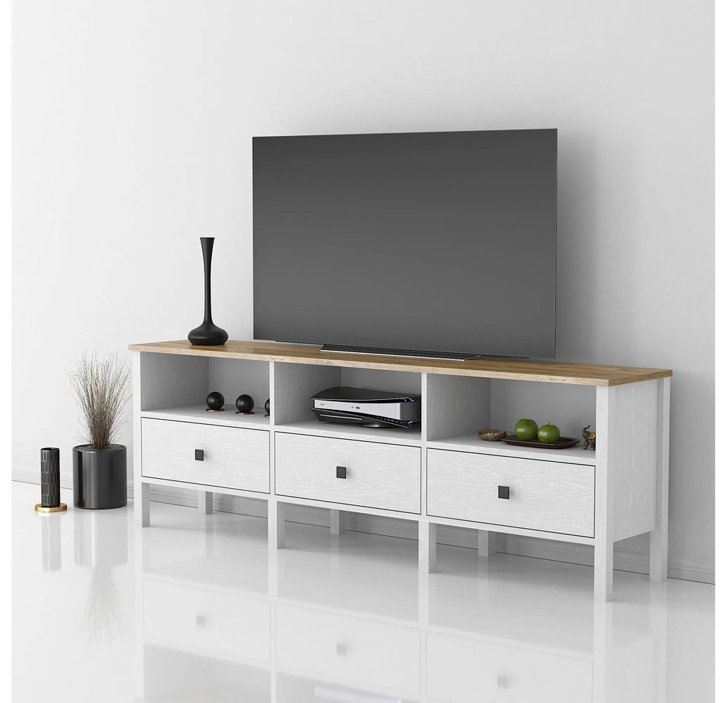 TV stolík/skrinka Franc 36 (biele drevo). Akcia -19%. Vlastná spoľahlivá doprava až k Vám domov. 1107904