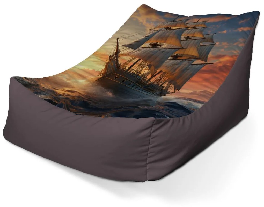 Sablio Sedací vak Lounge Plachetnica vo vlnách pri východe slnka - 120 x 100 x 80 cm