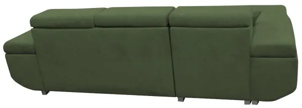 Rozkladacia rohová sedacia súprava s úložným priestorom v tvare L CASTELO ľavá zelená