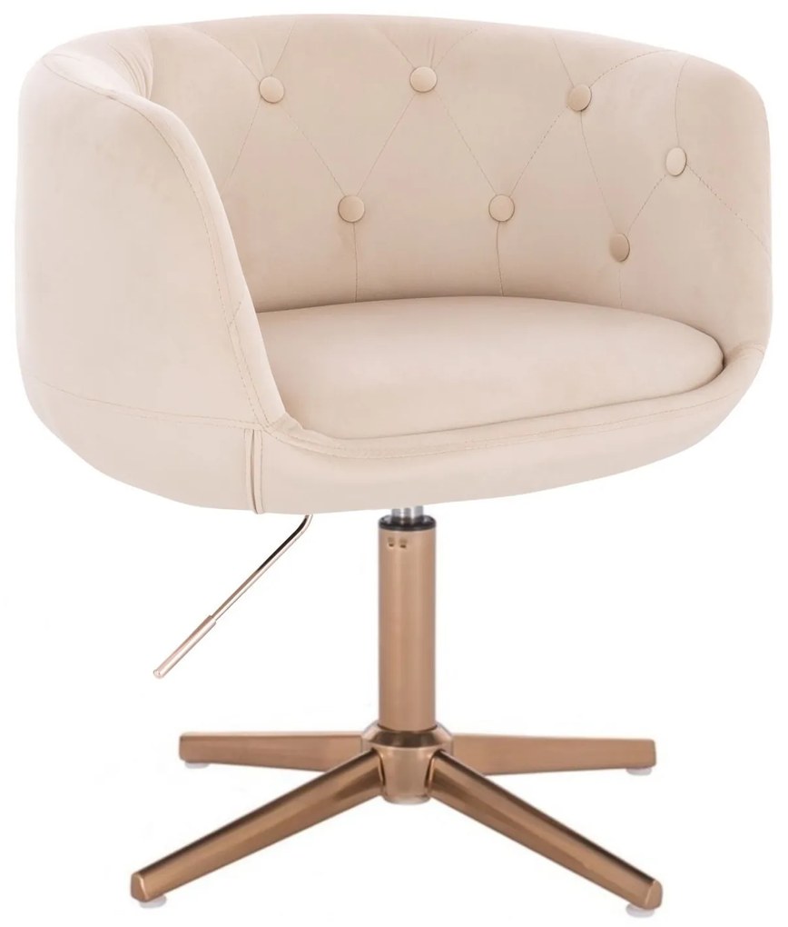 LuxuryForm DESIGN Kreslo MONTANA VELUR na zlatom kríži - krémové