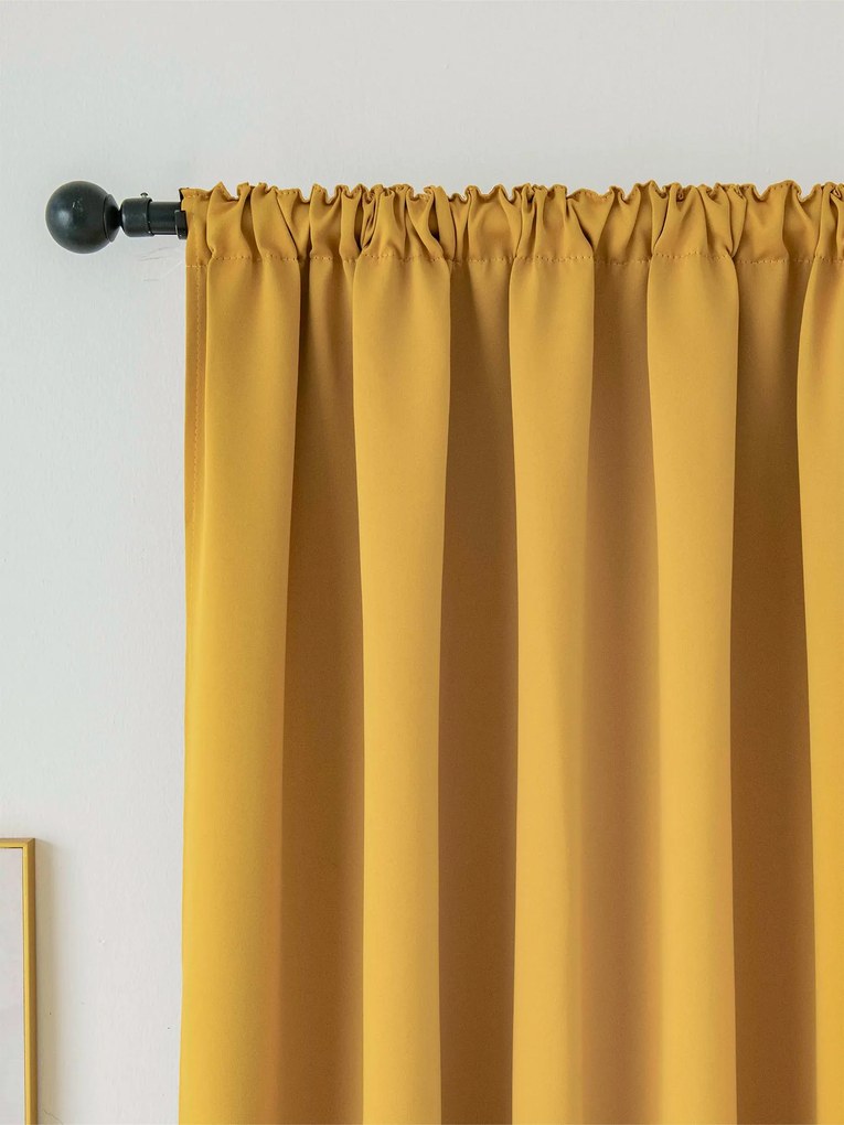 Blackout závesy Elias horčicová – 140 × 250 cm (2 ks) - riasiaca stuha