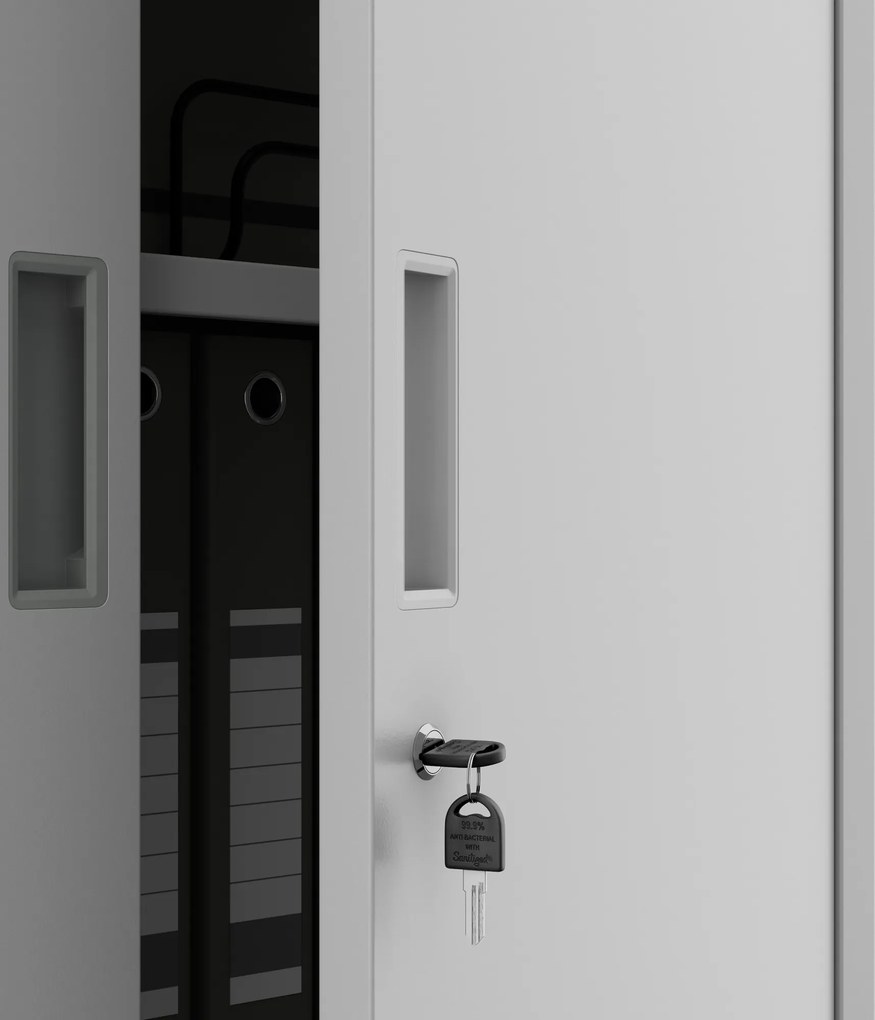 Kancelárska skriňa na dokumenty so 4 policami sivá, 1750x800x400 mm: JAN Compact