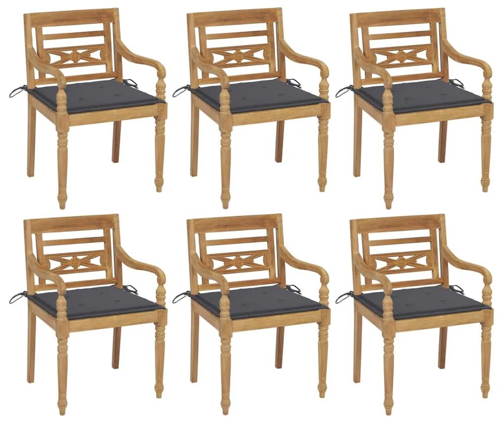 Batavia stoličky s podložkami 6 ks tíkový masív 3073322