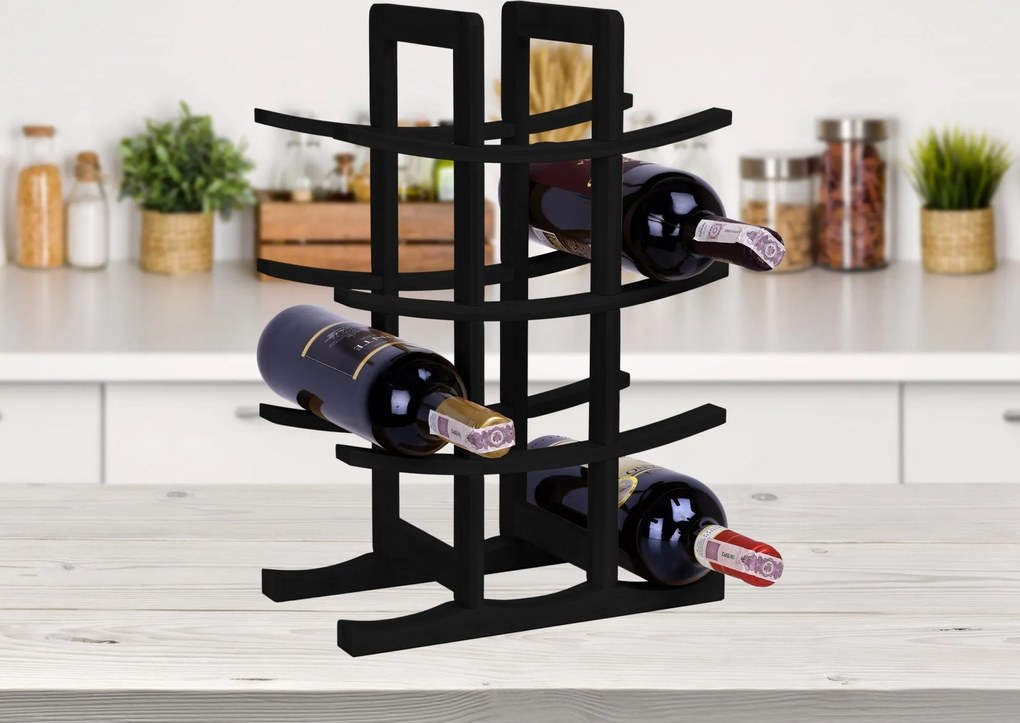 Bambusový stojan na víno v čiernom prevedení TODGAR