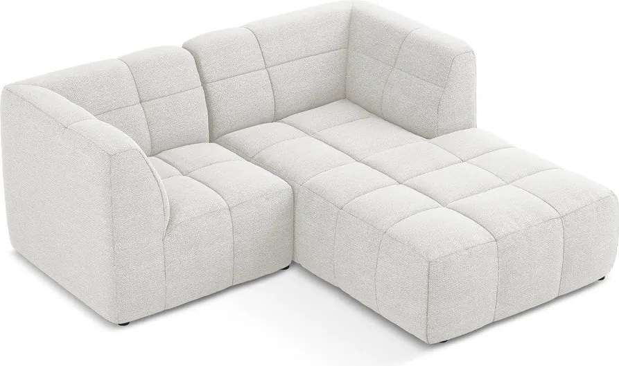 Biela rohová pohovka z textílie buklé (pravý roh/s leňoškou) Aloha – Makamii