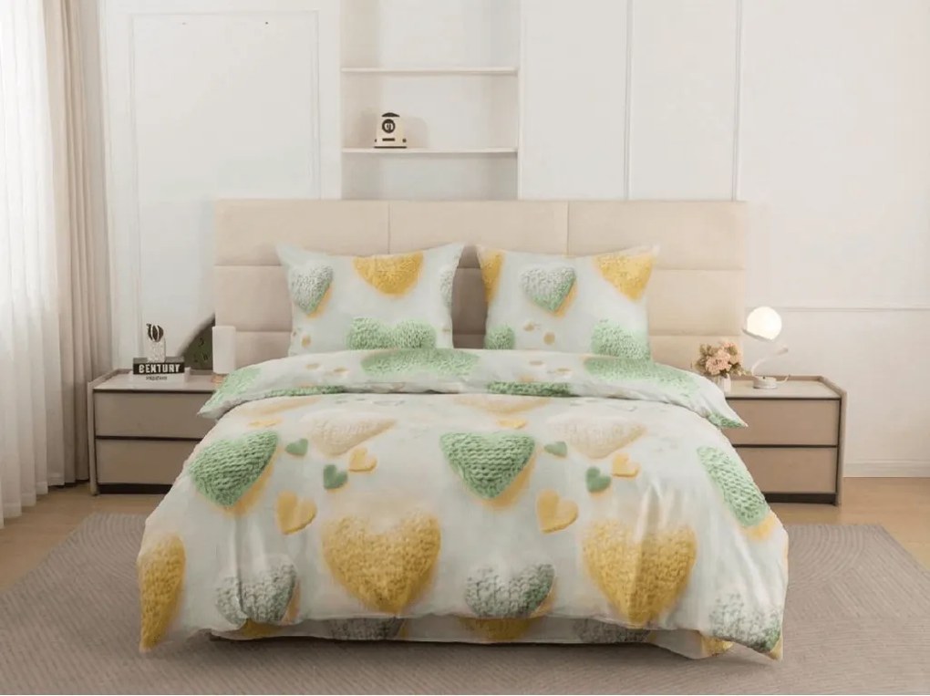 Obliečky z mikrovlákna HEARTAMI farebné Rozmer obliečky: 70 x 80 cm | 140 x 200 cm