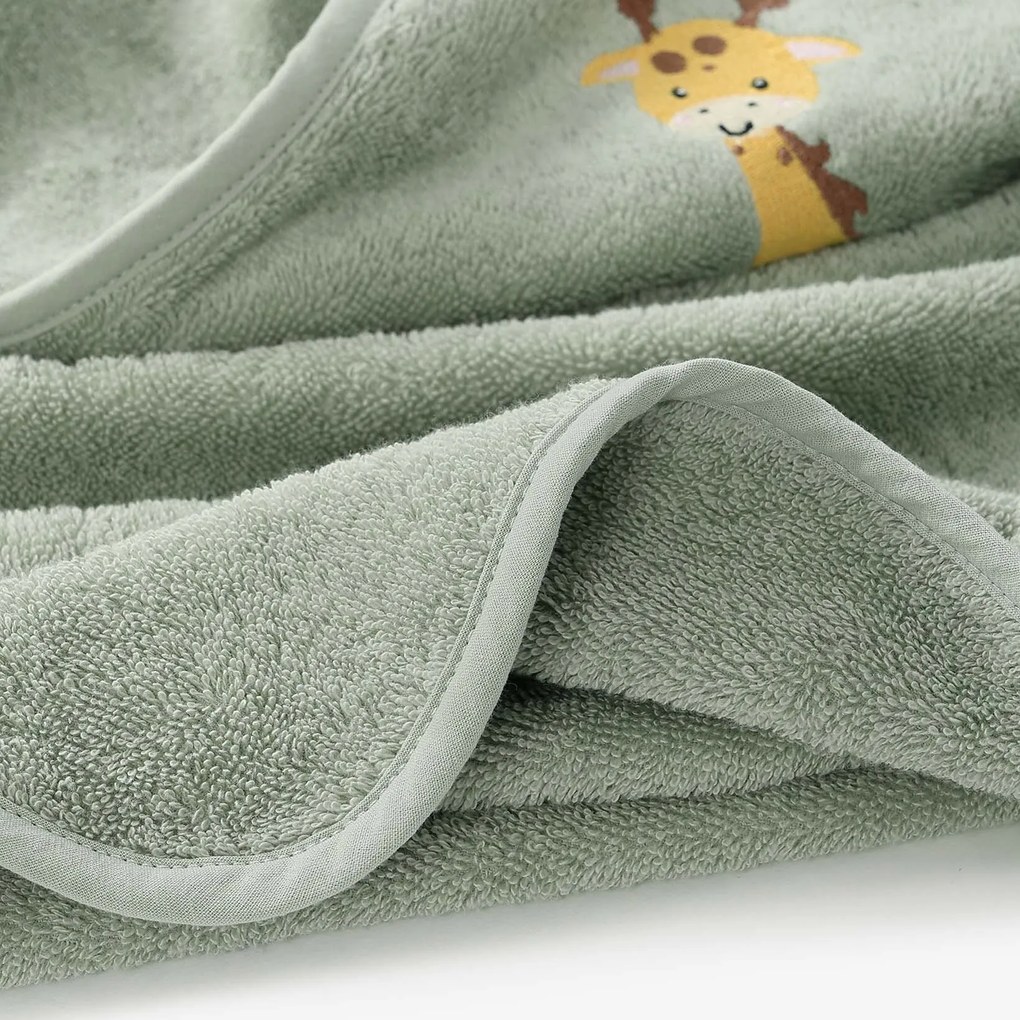 Goldea detská froté osuška s kapucňou - žirafa na šalvii 100 x 100 cm