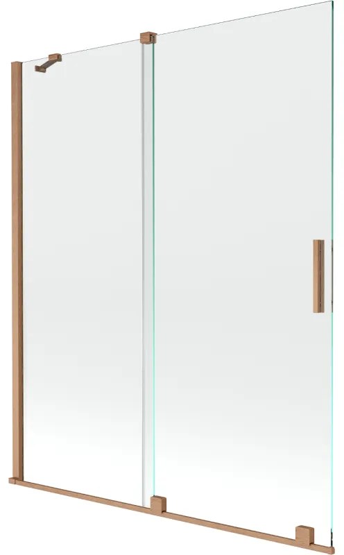 Mexen Velar, 2-krídlová posuvná vaňová zástena 140 x 150 cm, 8mm číre sklo, medená matná, 896-140-000-01-65