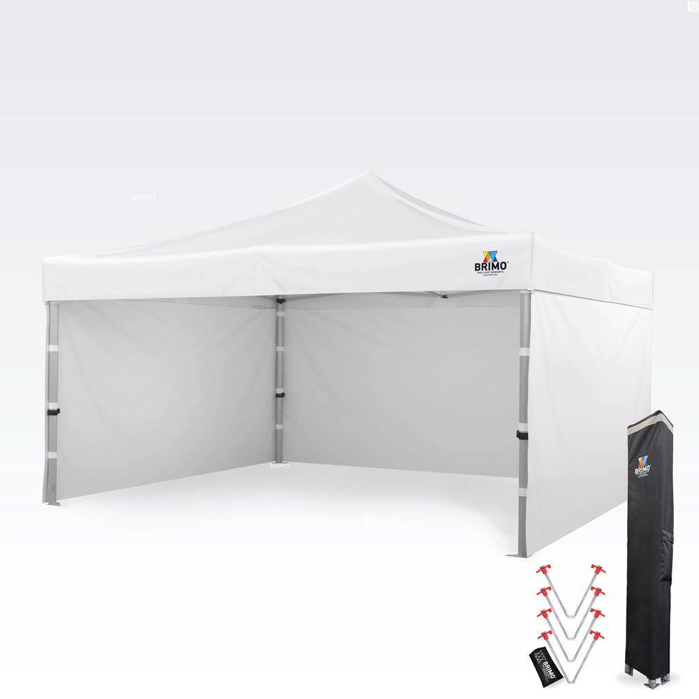 BRIMO Hliníkový promo stan 4x4 m ALU PREMIUM – 3 steny, HEX 45 mm - s 3 stenami - Biela 16