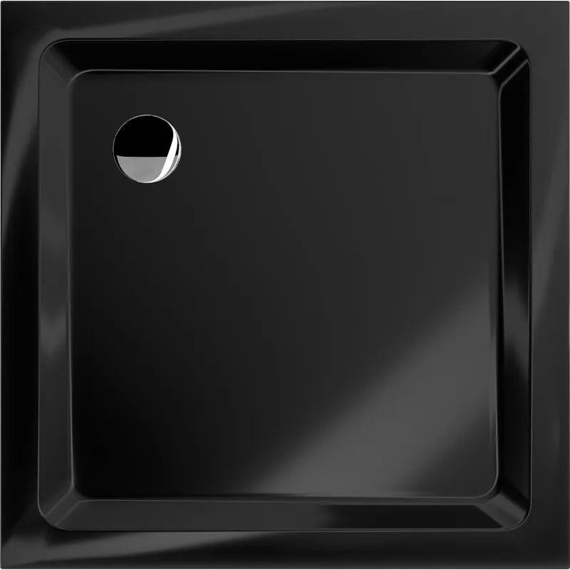 Mexen Slim, štvorcová sprchová vanička 80x80x5cm + chrómový sifón, čierna, 40708080