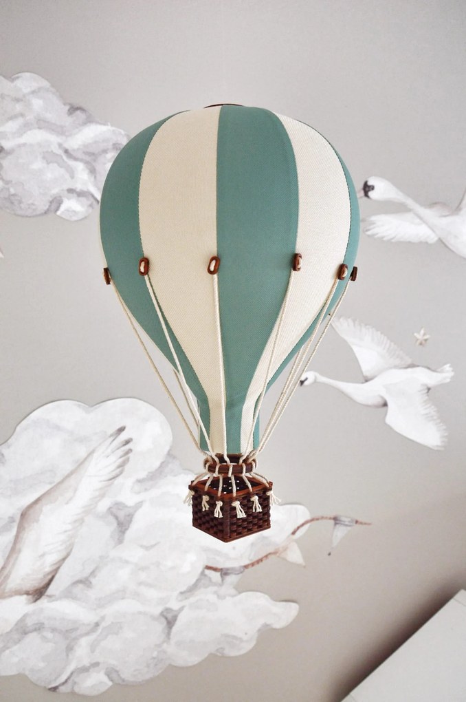 Dekoračný balón slabo zelená /krémová - S-28cm x 16cm