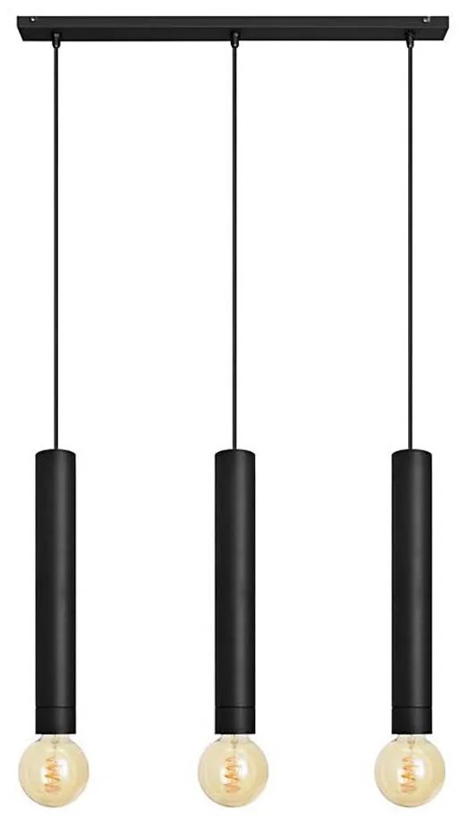 Luster na lanku TUBA 3xE27/15W/230V čierna