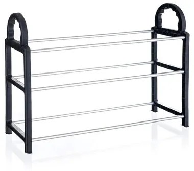 VETRO-PLUS Botník čierny 65 x 17 x 42 cm, 3 police 22041000