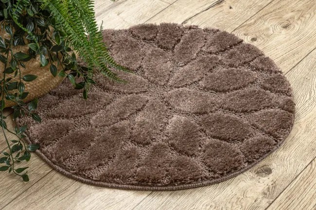 Kúpeľňový koberček SUPREME STONES kamienky, hnedý kruh