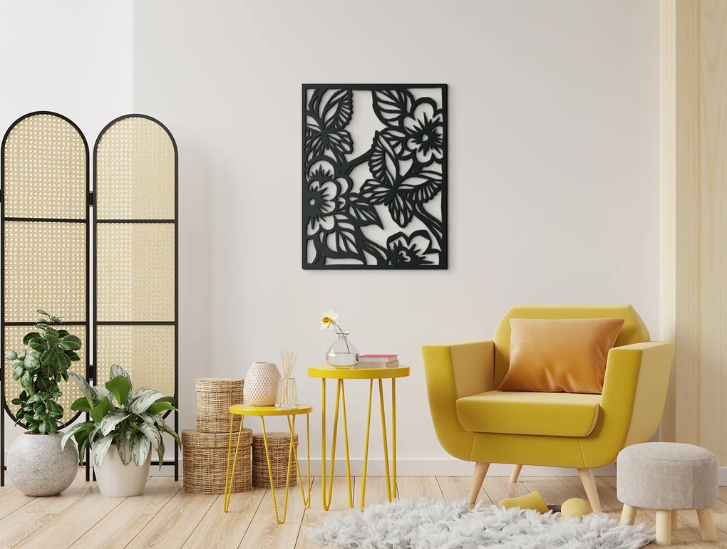 drevko Elegantný obraz Motýlia záhrada Rozmer obrazu: 41,5 x 32,5 cm, Farba dekorácie: Čierna