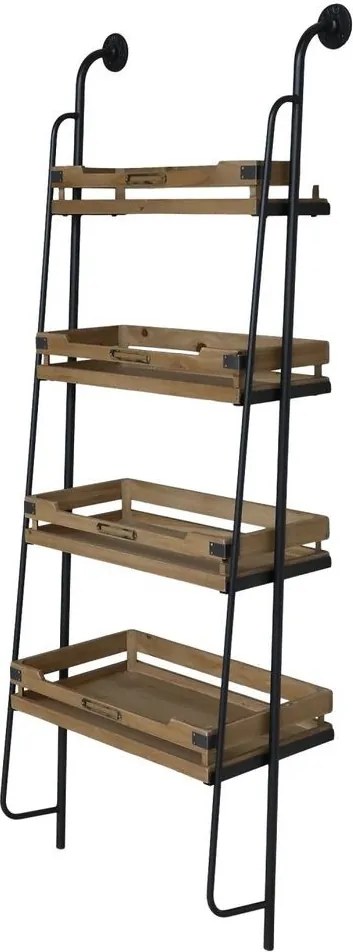 Čierny kovový policový diel so 4mi policami Poline - 70*38*180 cm