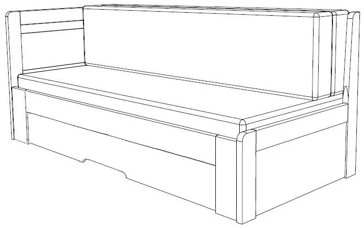 BMB TANDEM ORTHO bez roštov 90 x 200 cm - rozkladacia posteľ z dubového masívu s vysokými čelami, dub masív